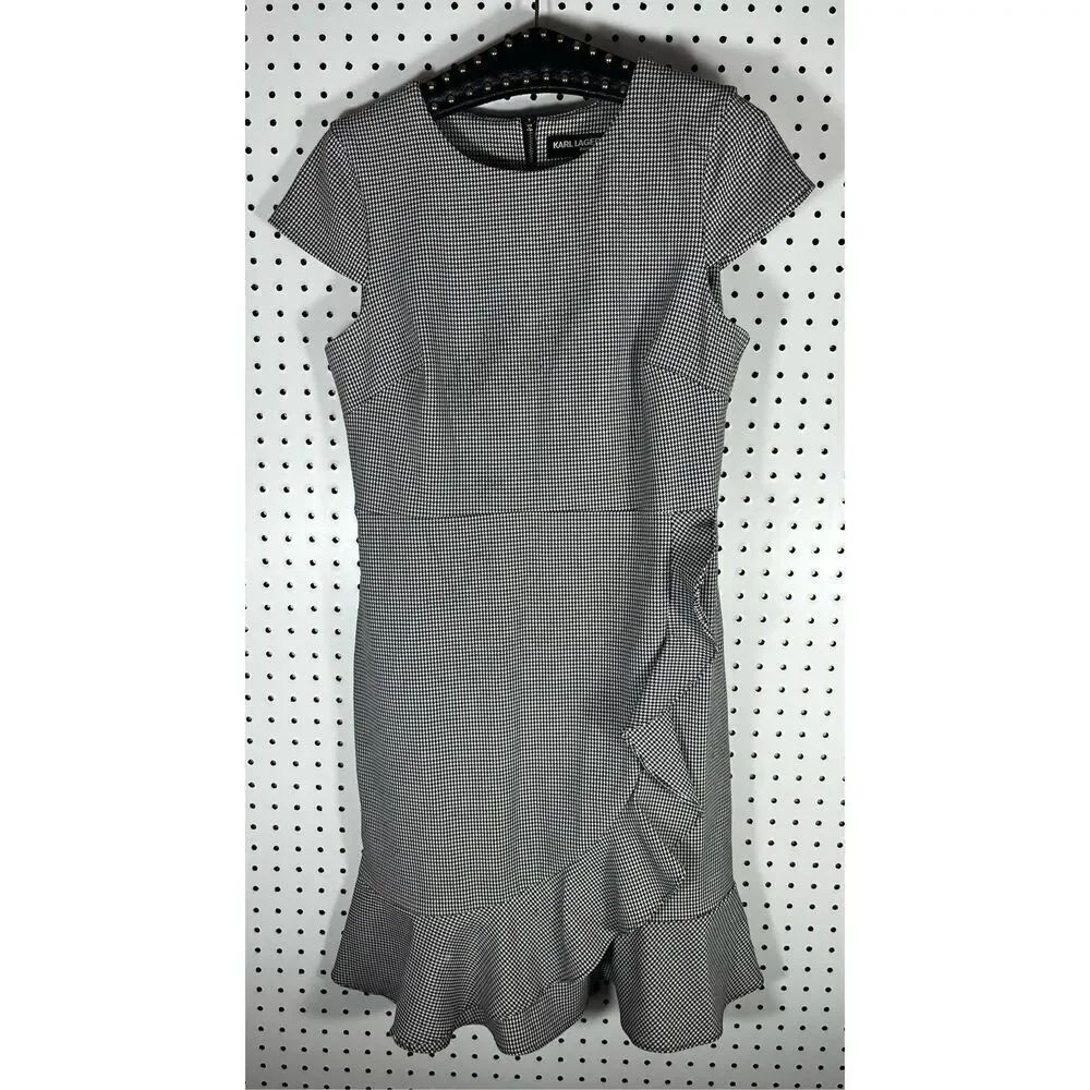 Karl Lagerfeld houndstooth ruffle hem dress
